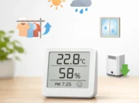 alt="家庭の湿度管理に使えるデジタル温湿度計"